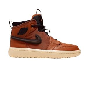 Air Jordan high 1 React Brown- Certified tag from Kicks Crew (Men US size 9)